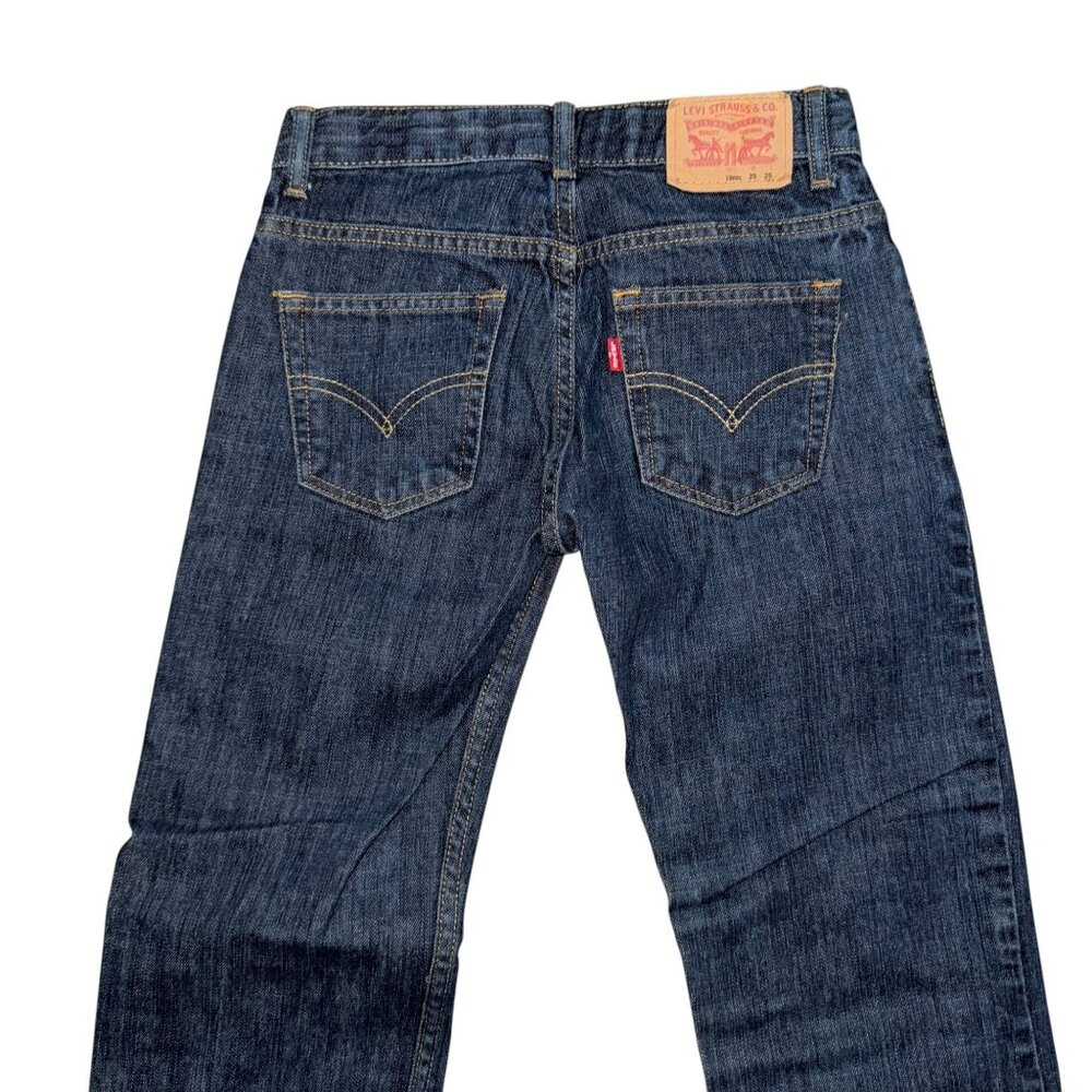 Levis 505 Regular Straight Leg Jeans Big Boys 10 Reg 25 25 Dark Wash Pockets - Picture 6 of 8